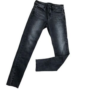 Uniqlo Sz 25 Skinny Jeans Washed Grey/Black Stretch Mid-Rise Raw Hem Classic